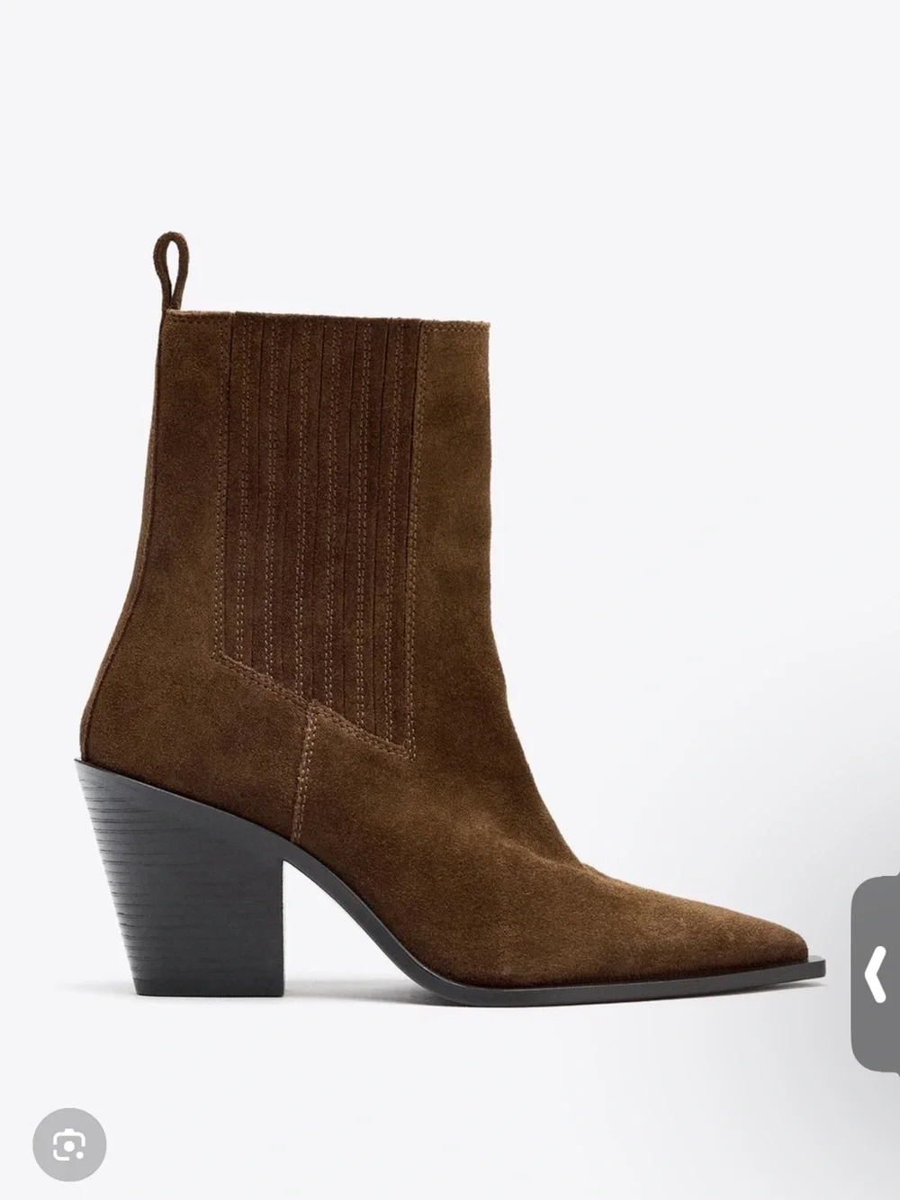 Zara Dark Brown Suede Pointed-Toe Ankle Boots